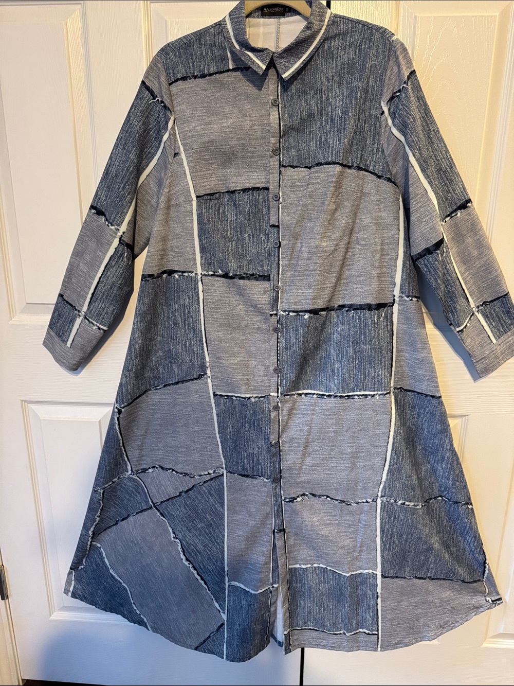 Long Gray Patchwork Trench Coat Brand New size XL
